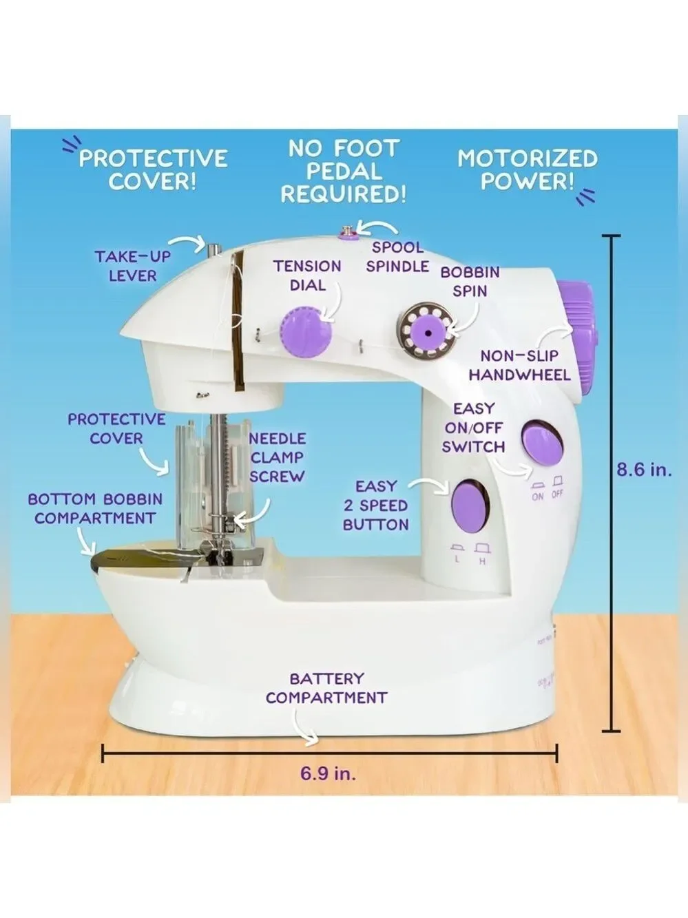 Sewing Machine for Kids - White and Purple